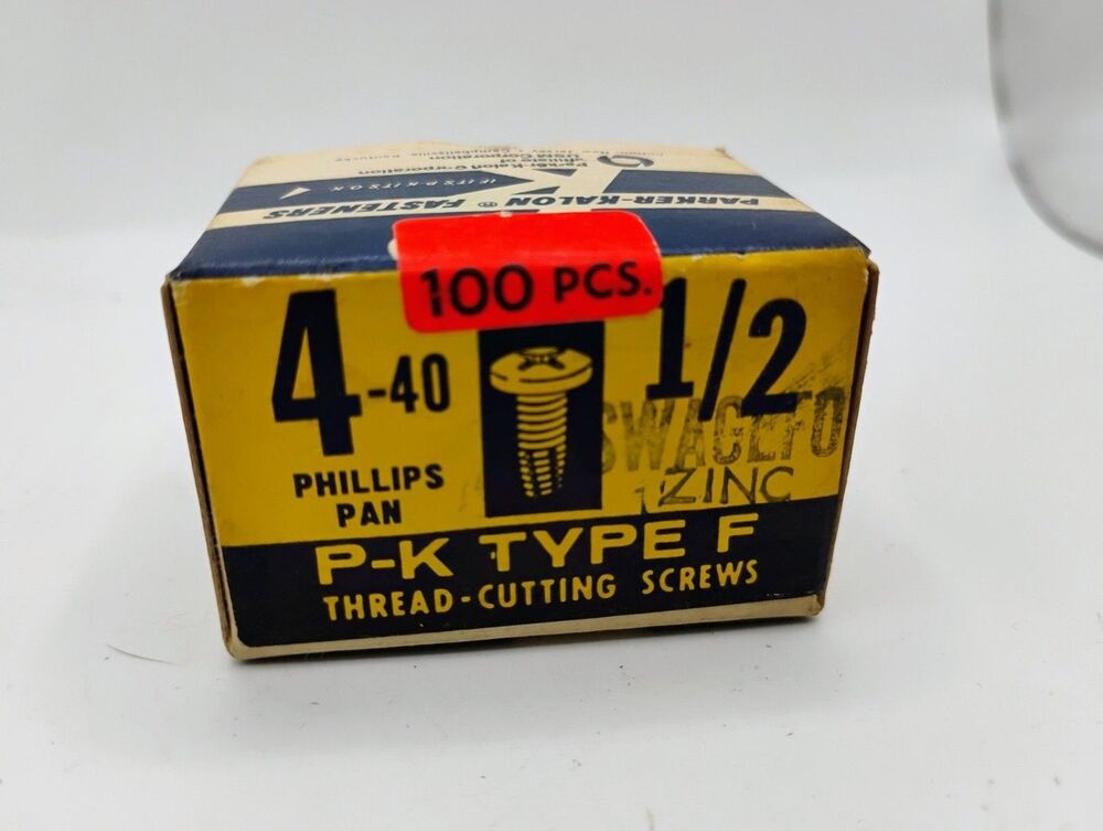 NOS 100 Parker Kalon 4-40 Phillips Pan 1/2" SWAGEFORM Zinc Thread Cutting Screws